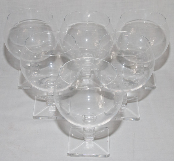  Series Of 6 Lalique Argos Crystal Glasses