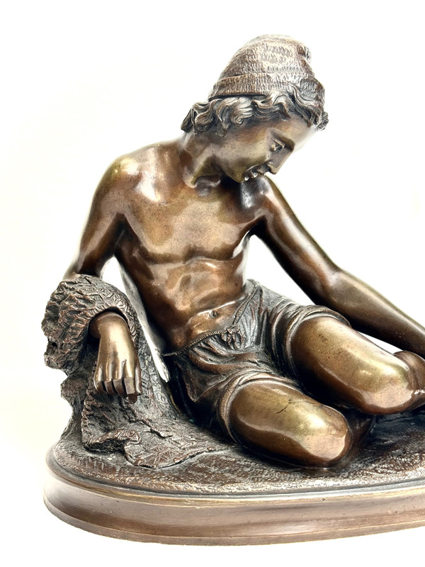 Bronzefigur eines neapolitanischen Fischers im Stil von François Rude