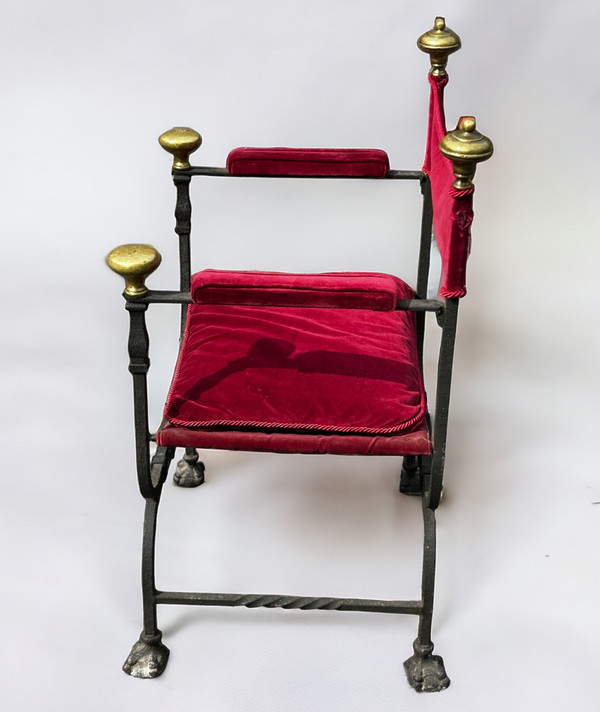 Curule Armchair In Iron And Bronze In The Style Of The 17th Century 20th Century - X Armchair 