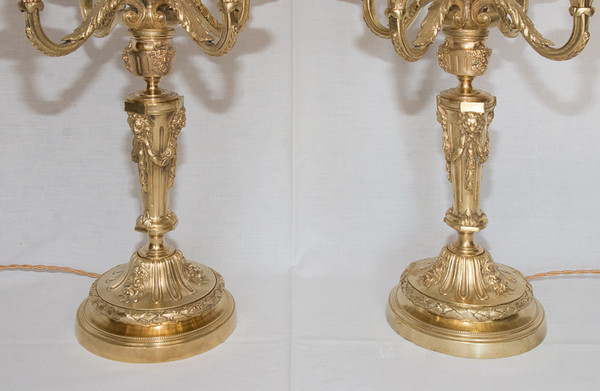 Pair Of Gilt Bronze Candlesticks Napoleon III Period