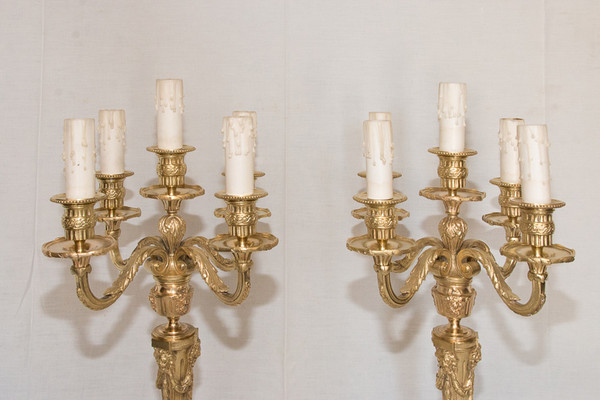 Pair Of Gilt Bronze Candlesticks Napoleon III Period