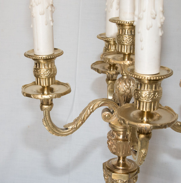 Pair Of Gilt Bronze Candlesticks Napoleon III Period