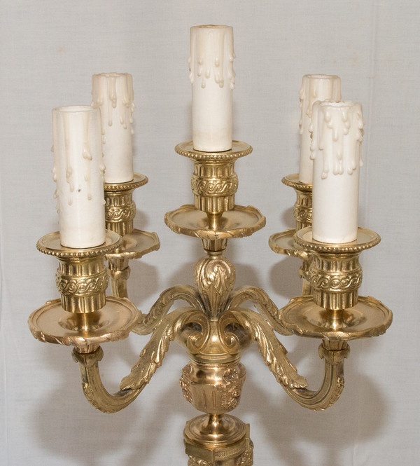 Pair Of Gilt Bronze Candlesticks Napoleon III Period