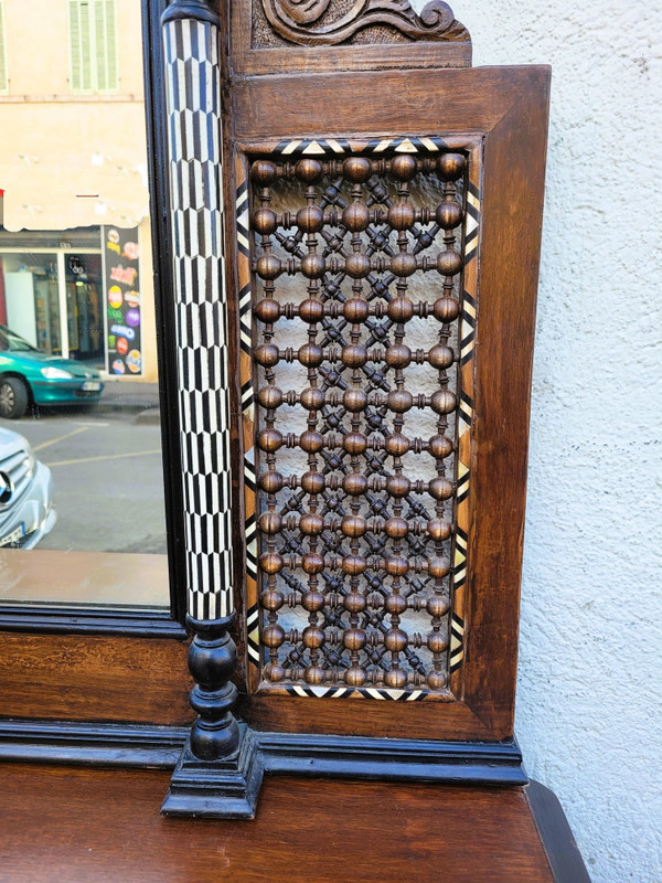 G Parvis, Console + Mirror In Marquetry, 19th Century