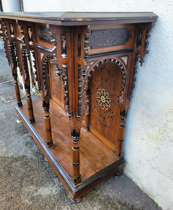 G Parvis, Console + Mirror In Marquetry, 19th Century