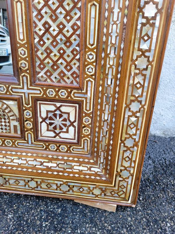 Large Oriental Mirror In Marquetry, 20th Century