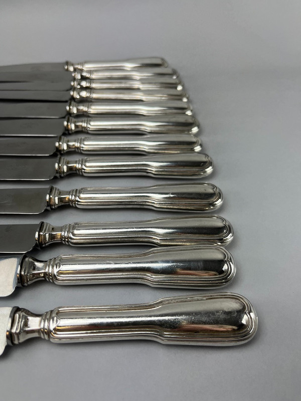 12 Table knives in silver metal net model