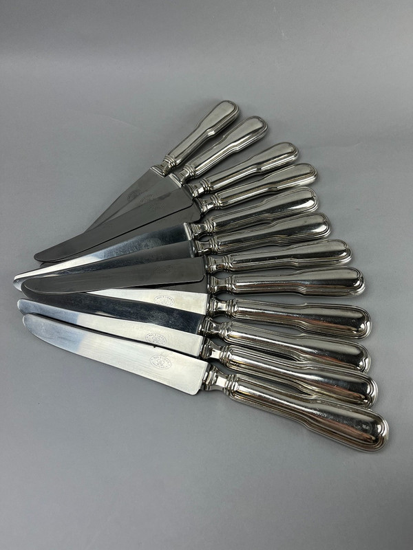 12 Table knives in silver metal net model