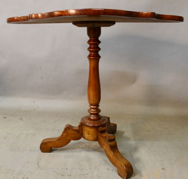 Violin Pedestal Table On Olive Tripod Stand 