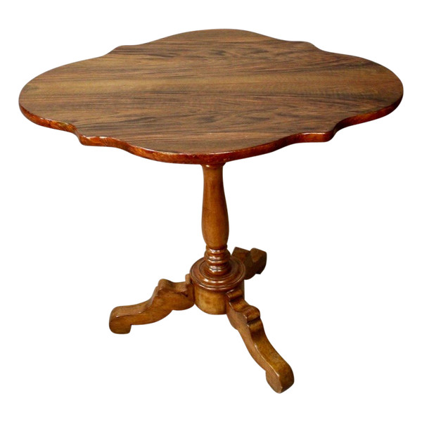 Violin Pedestal Table On Olive Tripod Stand 