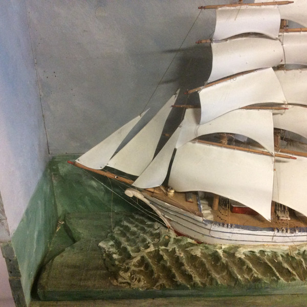 Diorama of a sailing boat late 19th century