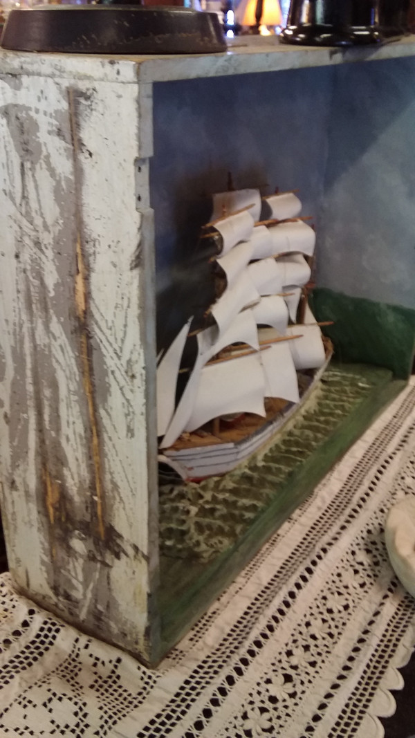 Diorama of a sailing boat late 19th century