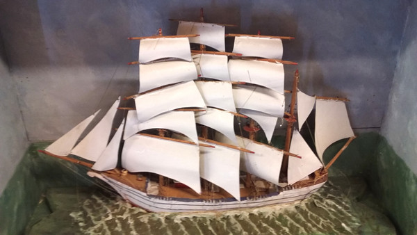 Diorama of a sailing boat late 19th century