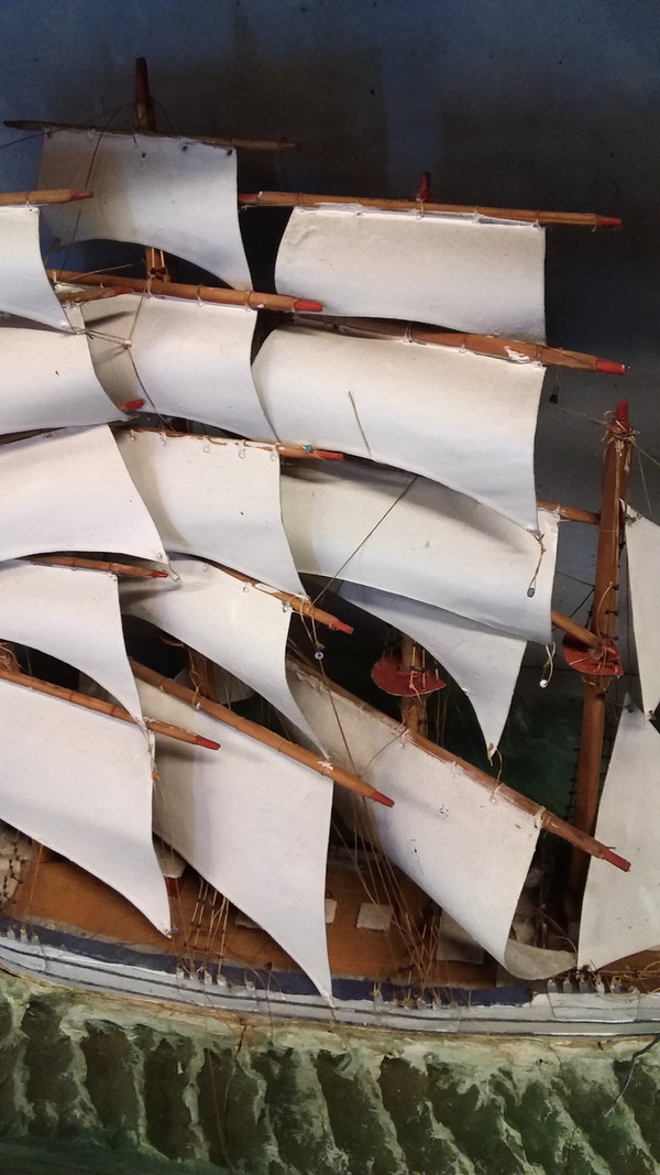 Diorama of a sailing boat late 19th century