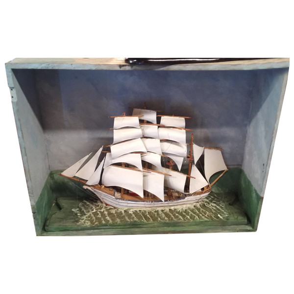 Diorama of a sailing boat late 19th century