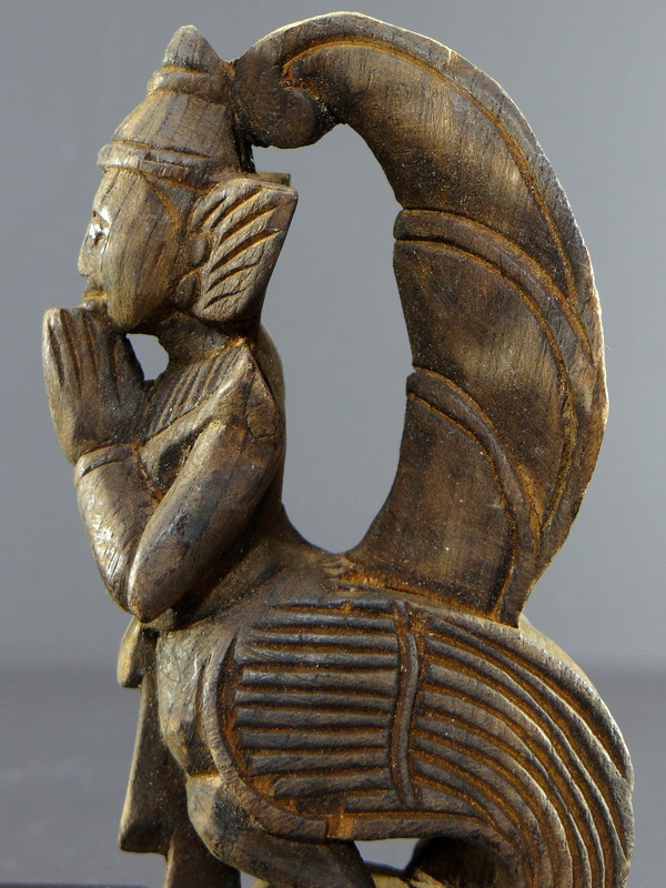 Burma, Mid-20th Century, Carved Weaving Loom Pulley Depicting a Nat (or Nak).