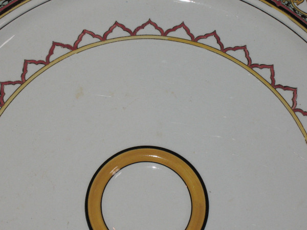 Large Sarreguemines earthenware umbilical dish 19th century Paul Utzschneider