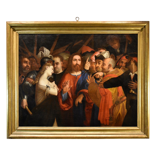 Christ And The Adulteress, Workshop Of Lorenzo Lotto (venice, 1480 - Loreto, 1556/1557)