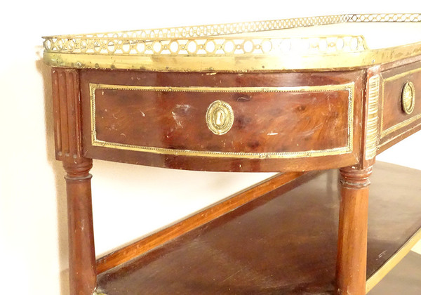 Louis XVI Half-moon console Mahogany White marble Gilt brass 18th century