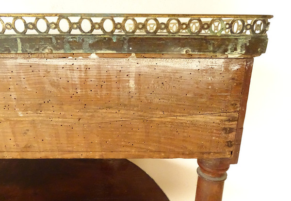 Louis XVI Half-moon console Mahogany White marble Gilt brass 18th century