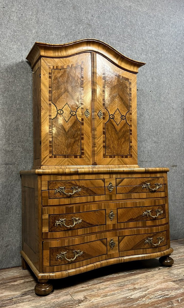 Baroque cabinet with secrets Louis XIV period in precious wood marquetry circa 1700