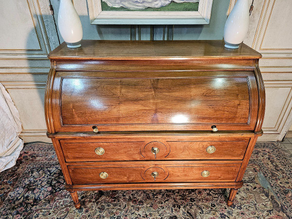 Blond Walnut Louis XVI Cylinder Desk