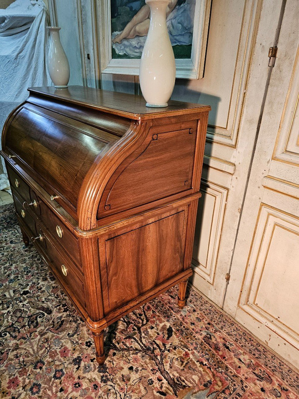 Blond Walnut Louis XVI Cylinder Desk