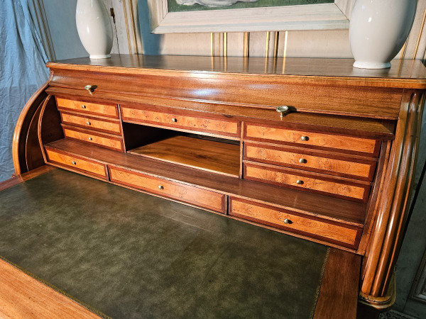 Blond Walnut Louis XVI Cylinder Desk