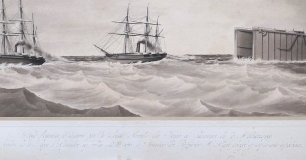 FRENCH SCHOOL, 1868, The towing of a floating dock towards Alexandria (LARGE FORMAT)