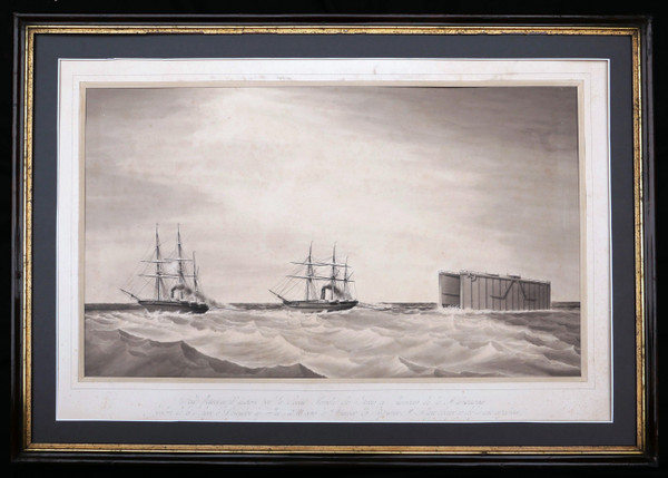 FRENCH SCHOOL, 1868, The towing of a floating dock towards Alexandria (LARGE FORMAT)