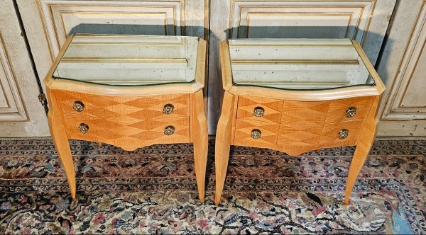 Pair Of Art Deco Period Headboards 1930/1940 In Sycamore