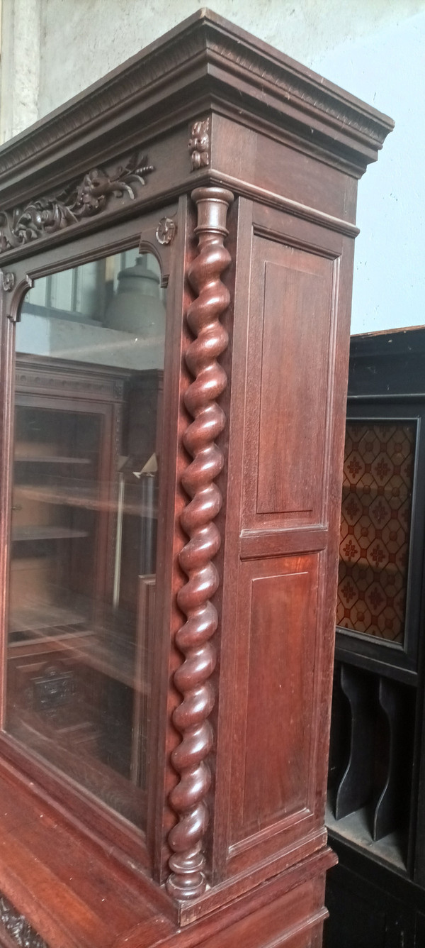 Large Louis XIII solid oak bookcase