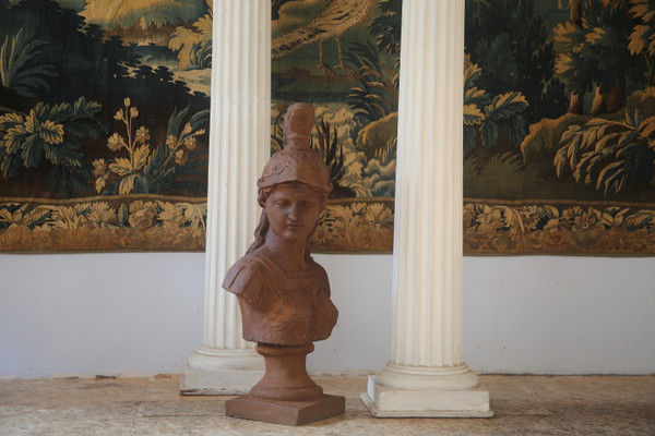  Large cast-iron bust of Athena, early 20th century