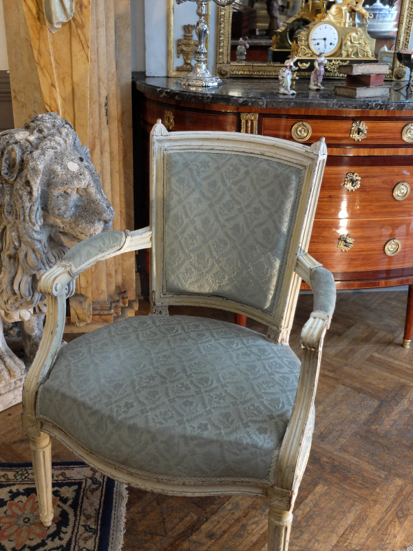 Pair of Louis XVI period lacquered armchairs