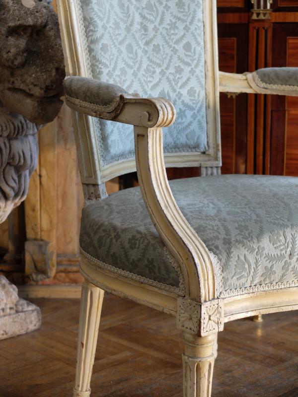 Pair of Louis XVI period lacquered armchairs