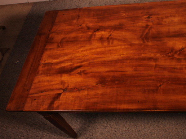 19th Century Cherry Wood Refectory Table With Louis XVI Caneled Legs