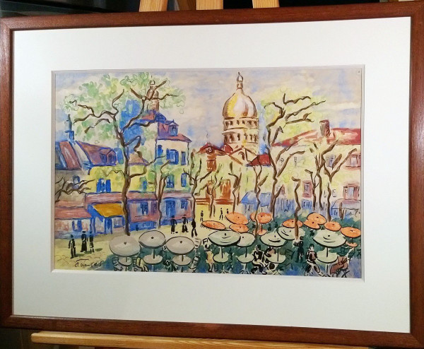 Anne FRANÇAIS (1909-1995), Technique Mixte originale, signée - Montmartre, Paris, Sacré-Coeur