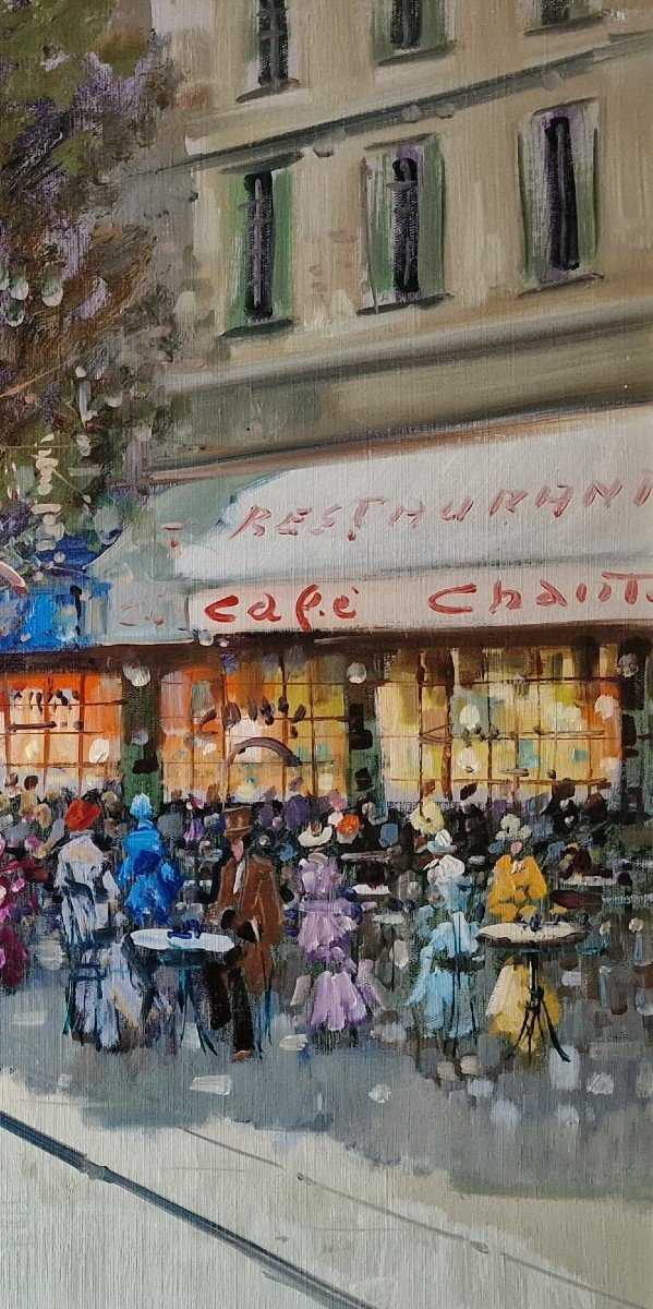 Dominique TORTÈS (1938-2012) Original Öl/Leinwand, signiert – Charakter, Paris, Boulevard, 1900