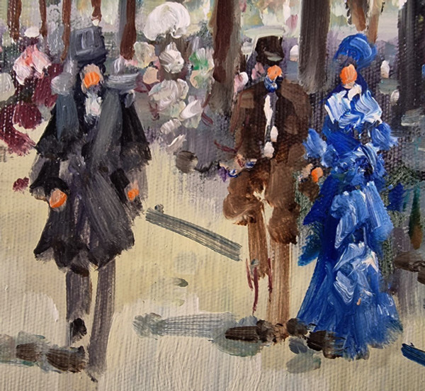 Dominique TORTÈS (1938-2012) Original Öl/Leinwand, signiert – Charakter, Paris, Boulevard, 1900