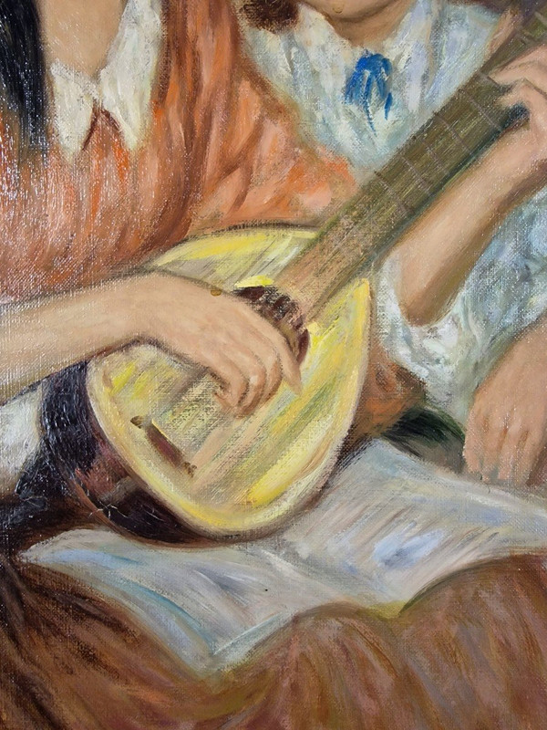 Pierre Eugène DUTEURTRE (1911-1989), Signed French original oil/canvas - Figure, Music, Flower