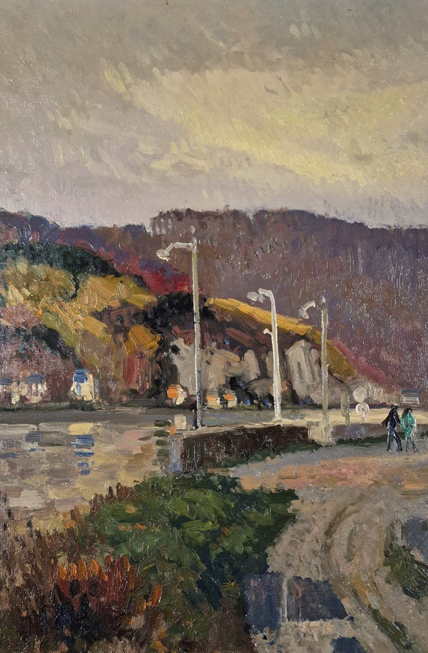 Albert MALET (1912-1986), Original Öl/Leinwand, signiert - Seine, Normandie, Boot, Landschaft