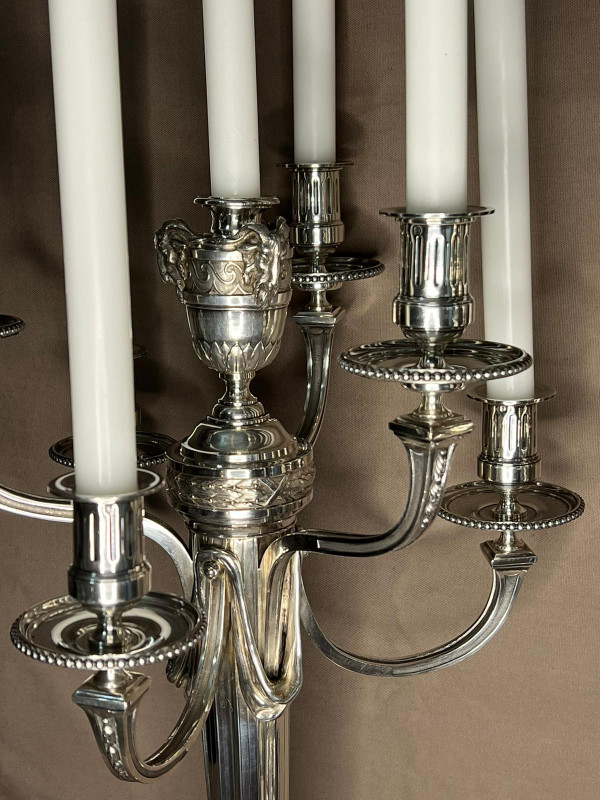 André AUCOC - Very Important Pair Of Solid Silver Candelabra XIXth Century