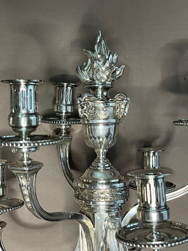 André AUCOC - Very Important Pair Of Solid Silver Candelabra XIXth Century