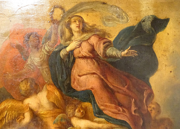 HSC Tableau école Flamande Assomption Vierge Marie Apôtres Anges XVIIème