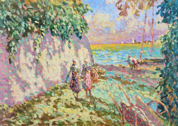 Eugène BEGARAT (geb. 1943) Original Öl/Leinwand, signiert – Meer, Provence, Impressionismus, Boot