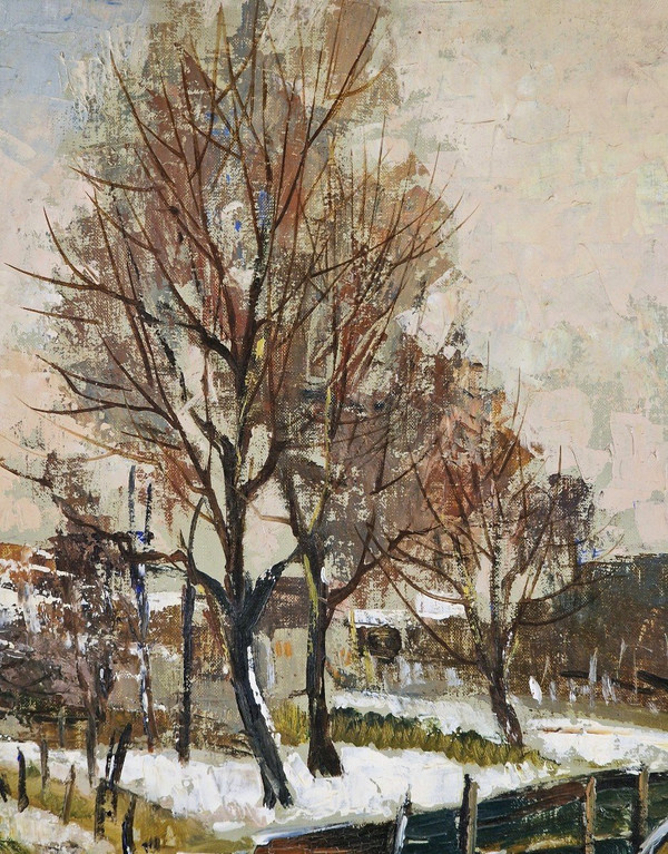 Maurice LEMAITRE (1929-2018) Signed French original oil/canvas -Landscape, Winter, Snow, Countryside