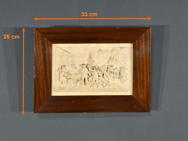 Tableau Bas-Relief en Calcaire Pétrifié, signé CF.Becker – Fin XIXe