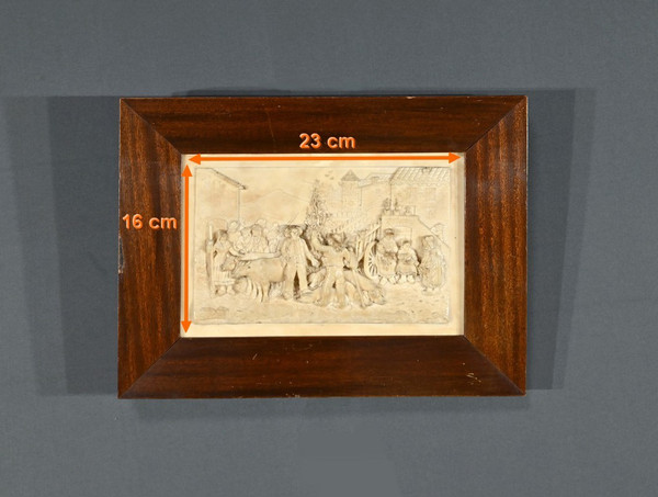 Tableau Bas-Relief en Calcaire Pétrifié, signé CF.Becker – Fin XIXe