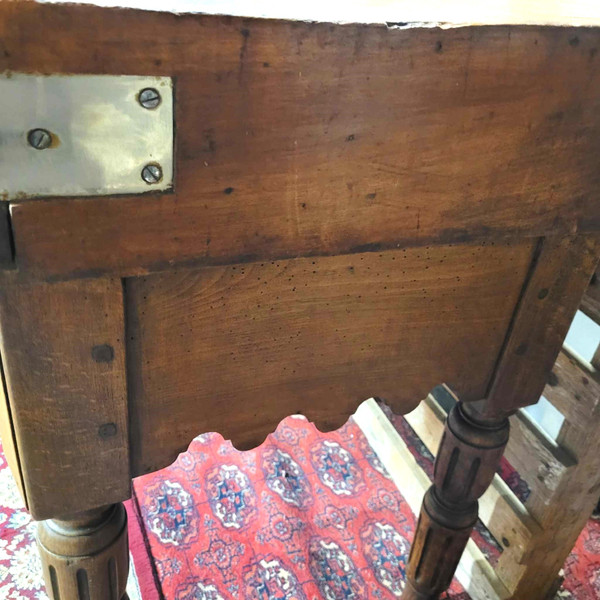 Butcher's block in beech with wooden top opens with a large drawer early 20th century