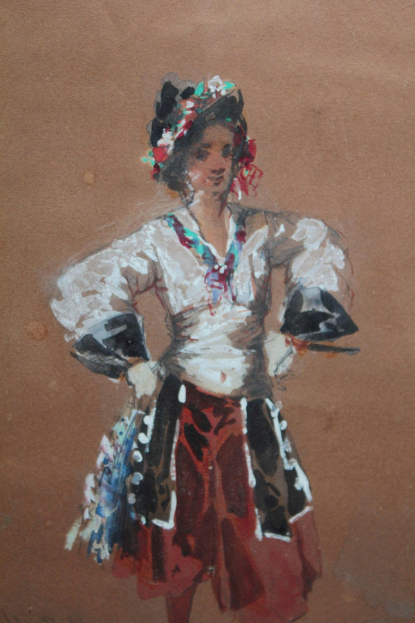 Study of oriental costume' by Hippolyte Ballue (1820-1867)